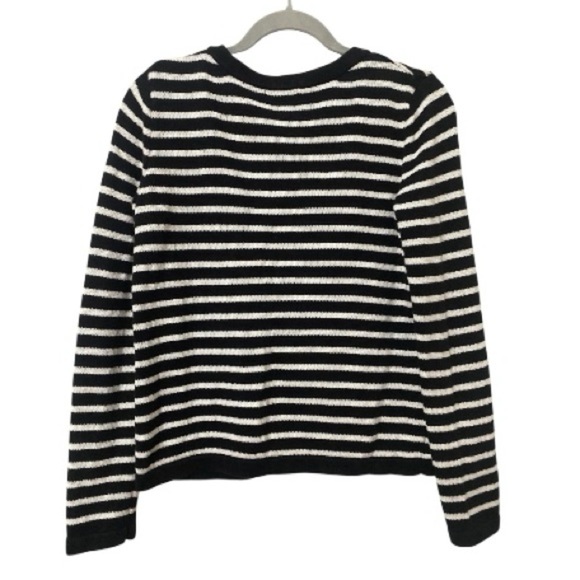 H&M Black and White Striped Gold Button Cardigan Sweater - Picture 2 of 5